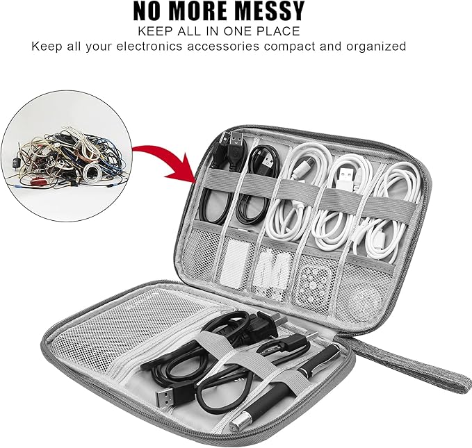 XINGXINRONG Electronic Organizer Travel Universal Cable Organizer Electronics Accessories Bag for Cable, Charger, Phone, USB, SD Card,1Pack
