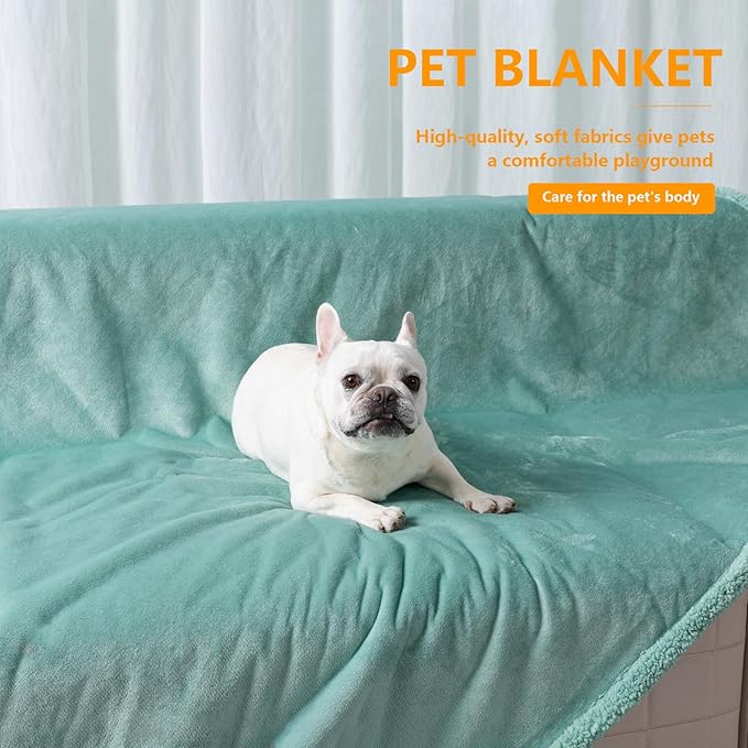 Waterproof Dog Throw Blanket for Couch Reversible Green Pet Bed Cover Puppy Fleece Blankets Leakproof Sofa Doggie Cat Pets Blanket for Warm Fluffy Washable Mat-Green,S