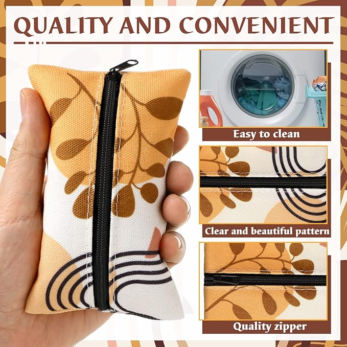 8 Pieces Purse Tissue Holder Reusable Travel Tissue Pouch Fabric Zipper Purse for Bag Car Office Home(Boho)