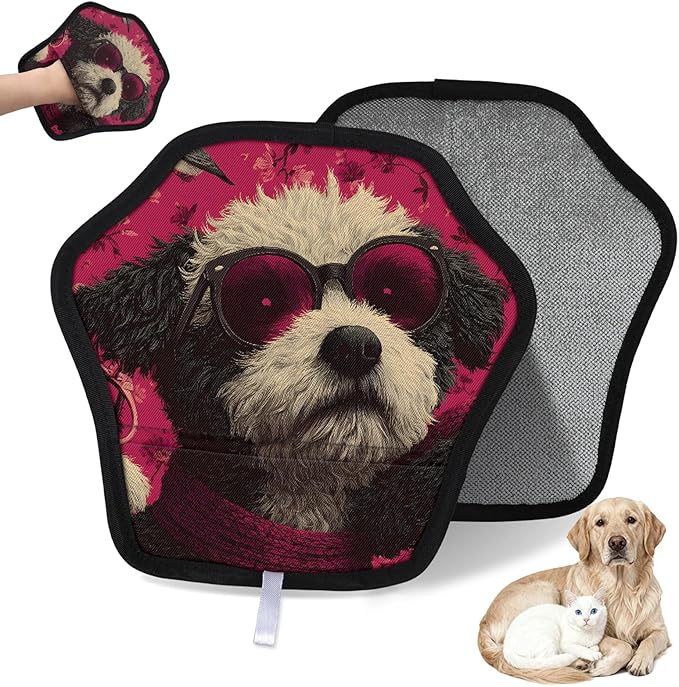 Hanxuanyifan Cool Dog Pet Hair Removal Glove for Dogs & Cats,2 PCS Newly Upgraded Reusable Electrostatic Pet Hair Gloves,Dog Hair Remover Tool for Clothing,Couch,Carpet,Car Seat