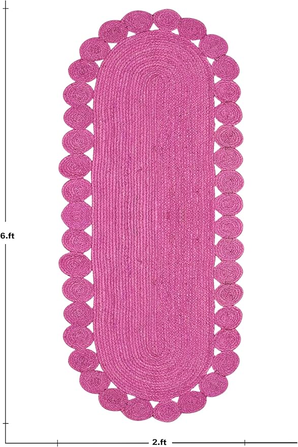 Runner - Oval Rug 4x15 Area Rug Kilim Rug Pink Solid Design 0.27 inches ThickIndoor Outdoor Rug Flatweave Rug High Traffic Area Home & Foyer Corridor Hallway & Stair Runner