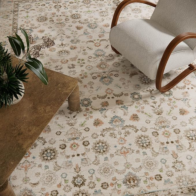 10x14 Area Rug Washable Rugs: Large Living Room Rug Stain Resistant Non Slip Distressed Vintage Low Pile Soft Carpet Rugs for Bedroom Farmhouse Dining Room Kids Playroom Nursery