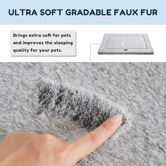 WESTERN HOME Dog Bed for Crate, High Resilience Foam Dog Crate Mat Kennel Pad with Soft Wavy Plush Comfortable Anti-Slip Washable Bed for Large Medium Small Dogs & Cats
