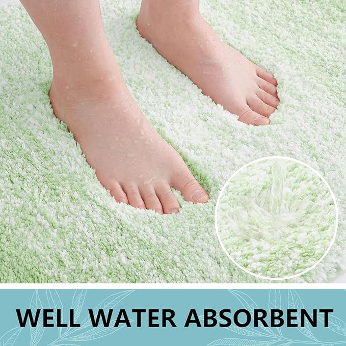 Arotive Microfiber Bathroom Rugs, Shaggy Soft and Absorbent Bath Rug, Non-Slip, Thick Plush Machine Washable Dry Bath Mats for Bathroom, Tub and Shower, 24x16, Sage Green, Rectangular