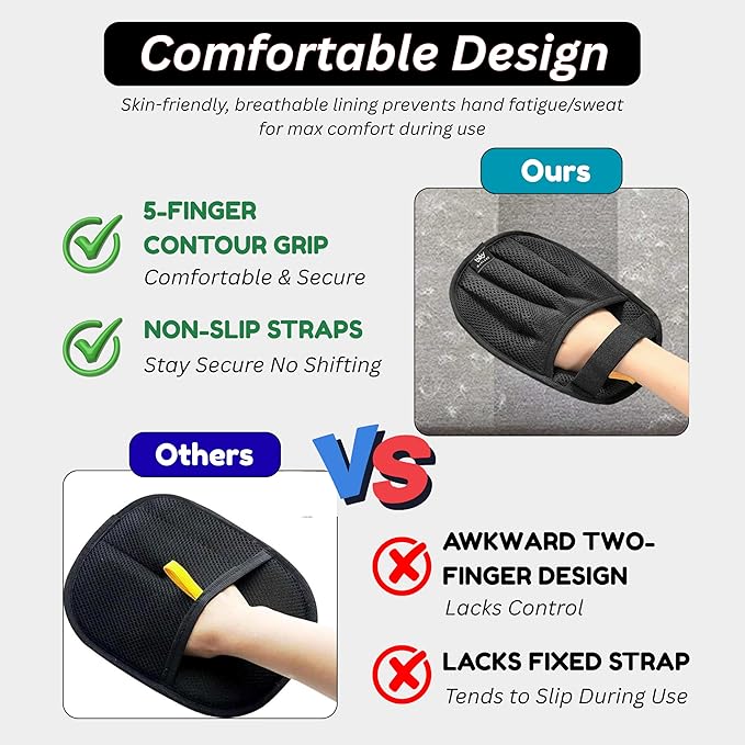 Mjhluxe Pet Hair Removal Glove for Cats & Dogs, Five-Finger Electrostatic Reusable Gloves for Removing Fur from Couch, Carpet, Clothing & Car Seats