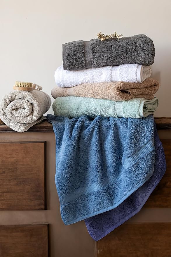SALBAKOS 100% Turkish Cotton Hand Towel Set of 6 16x30 inch | Heirloom Quality | Hotel & Spa Collection | Ultra Soft, Super Absorbent, Long Lasting Hand Towels | Made in Turkey (Taupe, 6 Hand Towels)