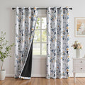 MYSKY HOME 95% Blackout Floral Curtains 84 inch Long 2 Panels for Bedroom Living Room Flower Patterned Room Darkening Thermal Insulated Soundproof Grommet Window Treatments, 52" Wide, Yellow and Blue