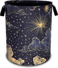 Beautiful Sun Stars Moon Laundry Basket Oxford Cloth Clouds Laundry Hamper With Handle Foldable Portable Clothes Storage Basket 18.9 X 16.5 In Storage Bag For Laundry Room/Bathroom/Bedroom/Dormitories