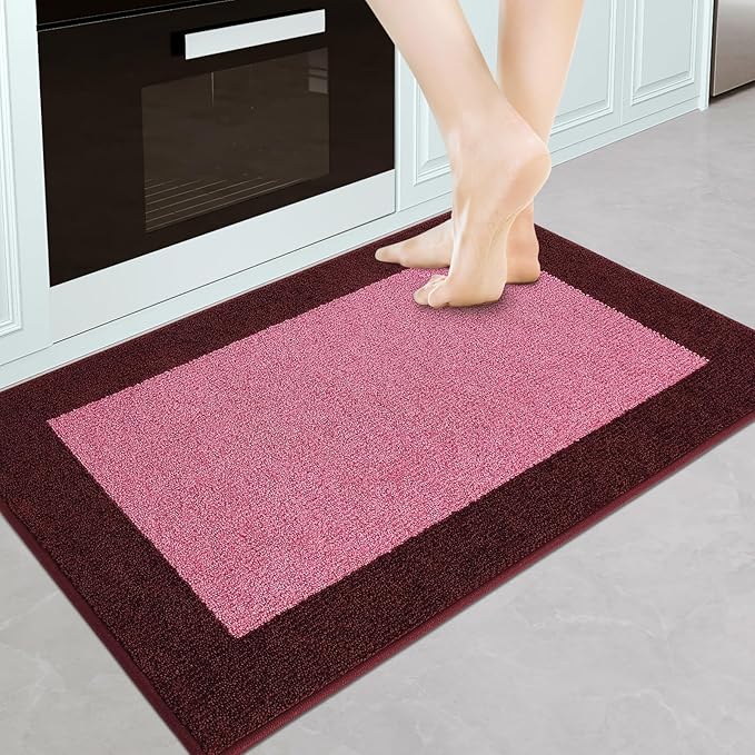 DOMUSTEX Machine Washable Throw Rug 24" x 36", Non Slip Kitchen Mat for Floor, Absorbent Entryway Rug for Kitchen, Bathroom, Door