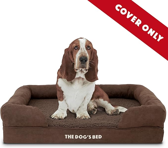 The Dog's Bed Replacement Outer Cover ONLY (Outer Cover ONLY - NO Bed, NO Waterproof Inner) for The Dog's Bed, Washable Plush Fabric, Large Brown Plush, Veterinary Approved