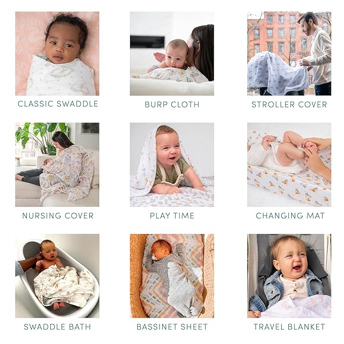 aden + anais Silky Soft Swaddle Blanket, Boutique Muslin Blankets for Girls & Boys, Baby Receiving Swaddles, Ideal Newborn & Infant Swaddling Set, Perfect Shower Gifts, 3 Pack, French Floral