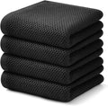 Kitinjoy 100% Cotton Waffle Weave Kitchen Towels, 4-Pack Super Soft and Absorbent Dish Towels for Drying Dishes, Kitchen Hand Towels, 13 in x 28 in, Black