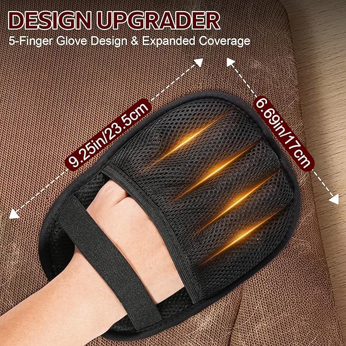 Pocleanish 2-Pack Pet Hair Remover Gloves for Cats & Dogs, 2025 Upgraded Five-Finger Reusable Electrostatic Pet Hair Gloves, Magic Brush Pet Hair Remover Tool for Laundry, Couch, Carpet, Car Seat