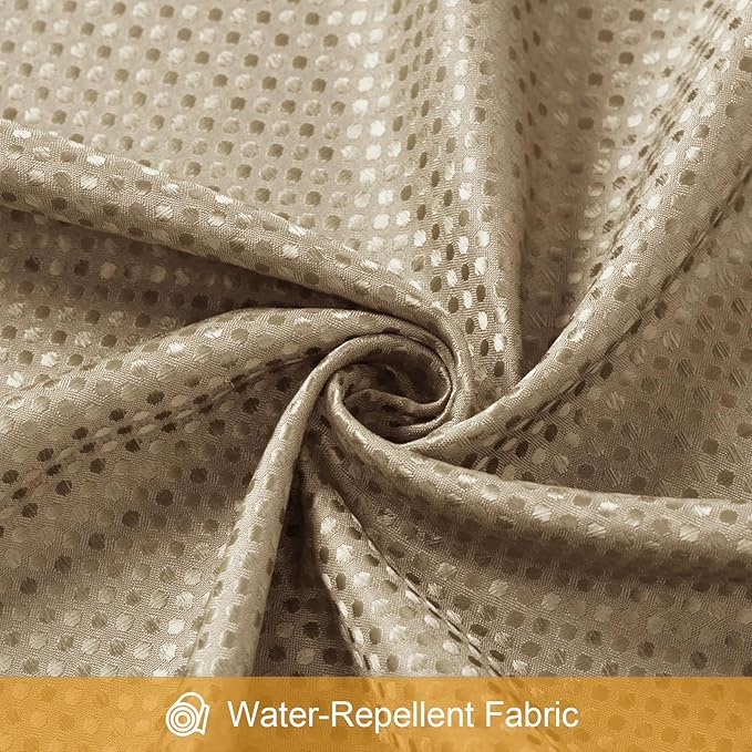 Craidlela 3 in 1 Shower Curtain Set, Beige Waffle Shower Curtain and PEVA Liner Set with 12 Stainless Steel Shower Curtain Hooks, Tan Waterproof Fabric Shower Curtains for Bathroom, 72 W x 72 H