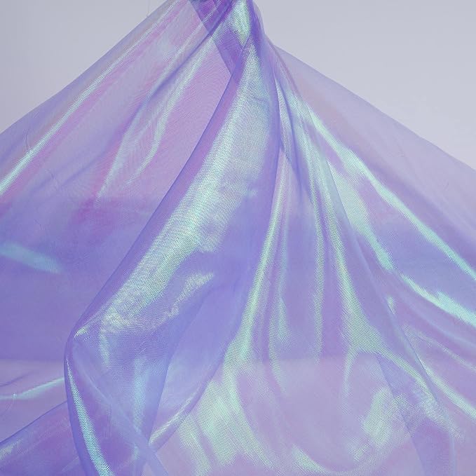 Sheer Iridescent Organza Fabric 58 Inches Wide - 5 Yards Precut - Shinny Wedding Party Decor Fairy Costume Voile Doll Clothes Sewing - Lavender