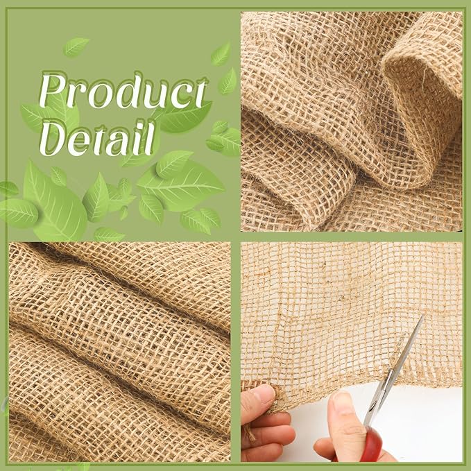 Buryeah 60 Inch x 33 ft Burlap Fabrics Roll Natural Gardening Multipurpose Burlap Weed Barrier Garden Landscape High Density Fabric Jute for Outdoor Home Craft Party Decor Wedding