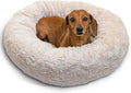 Best Friends by Sheri The Original Calming Donut Dog Bed – Washable Plush Pet Bed for Cats & Small Dogs up to 25 lbs, Lux Faux Fur, Oyster, Small (23" x 23")