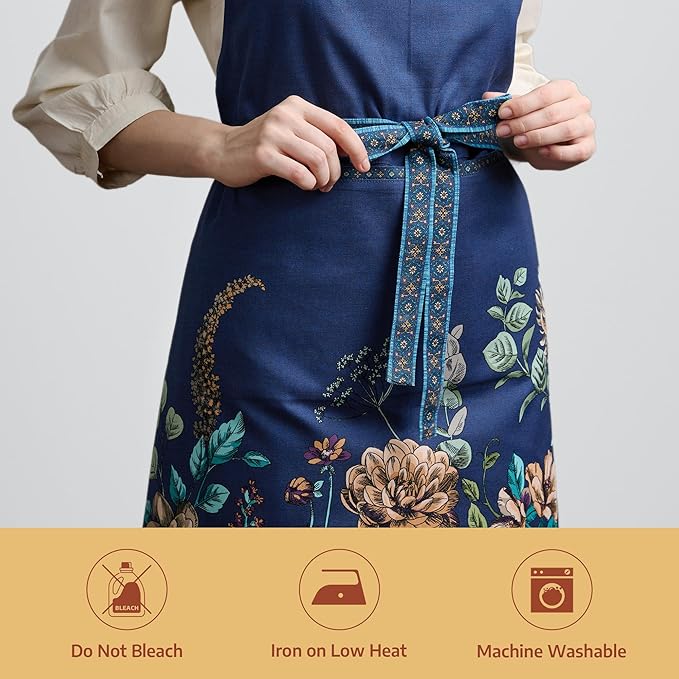 Maison d' Hermine 100% Cotton Apron for women with Pocket Kitchen Chef Apron for Men Cooking Gardening Server Waitress