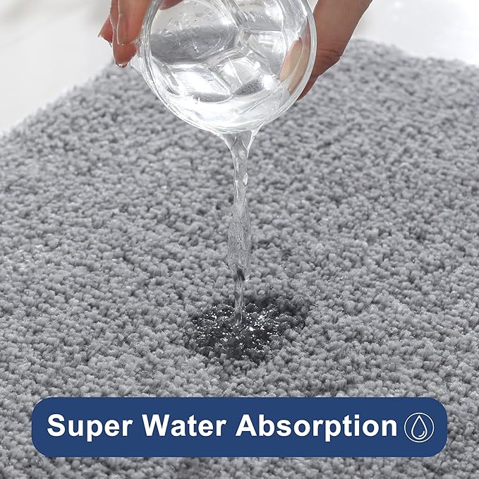 COSY HOMEER Extra Thick Bath Rugs for Bathroom - Anti-Slip Bath Mats Soft Plush Yarn Shaggy 100% Strong Mirco Polyeste Mat Living Room Bedroom Mat Floor Water Absorbent(Dark Grey,16x24 - Inches)