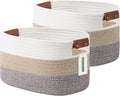 ECDYQXVU Cotton Rope Basket, Storage Baskets with Handle, 15x10x9 Inch Woven Basket for Shelves, Laundry, Towels, Clothes, Books, (Gradient Brown 2 Pack)