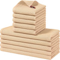 Homaxy 100% Cotton Kitchen Towels and Dishcloths Set, 12 x 12 Inches and 13 x 28 Inches, Set of 10 Bulk Kitchen Towels Set, Ultra Soft Absorbent Dish Cloths for Washing Dishes, Apricot