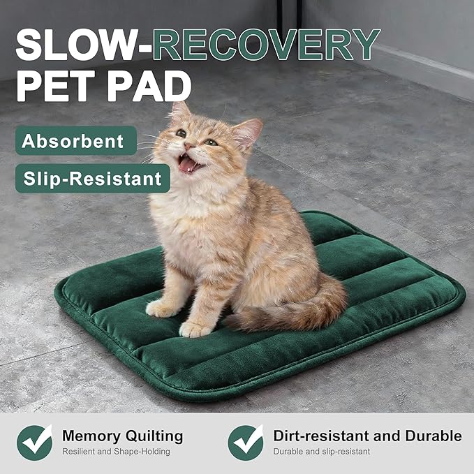 Fogkiss Dog Bed Mat, Reversible Dog Crate Pad with Washable Kennel Mat and Soft Foam, Flat Pet Bed for Dogs & Cats, for Crates Carriers & Travel (Green, 18" L*12" W*1.5" Th)