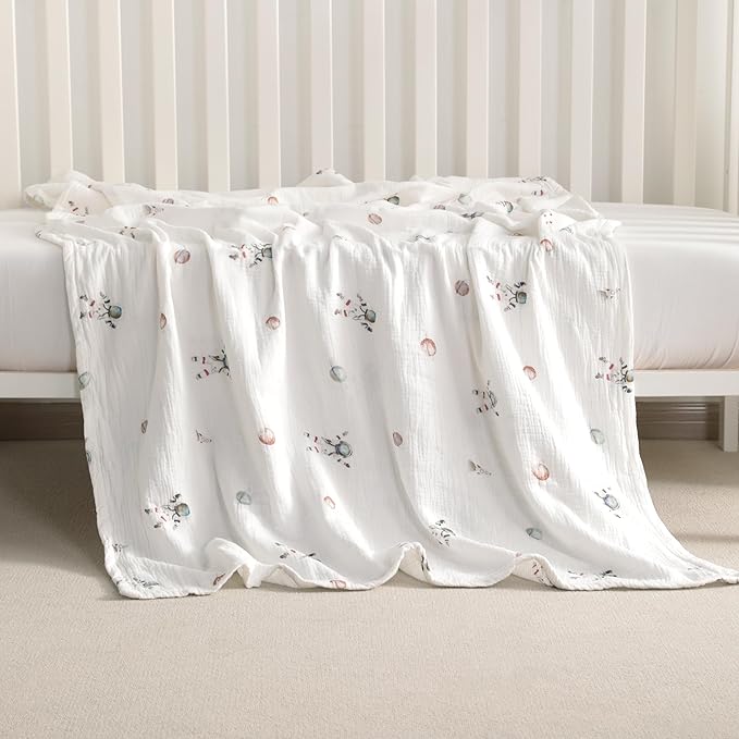 NTBAY 2 Layer Muslin Cotton Baby Swaddle Blanket, 42x60 Soft and Breathable Receiving for Newborns and Infants, Perfect for Crib, Stroller, Travel, Lightweight Nursery Blanket, Astronaut's Journey
