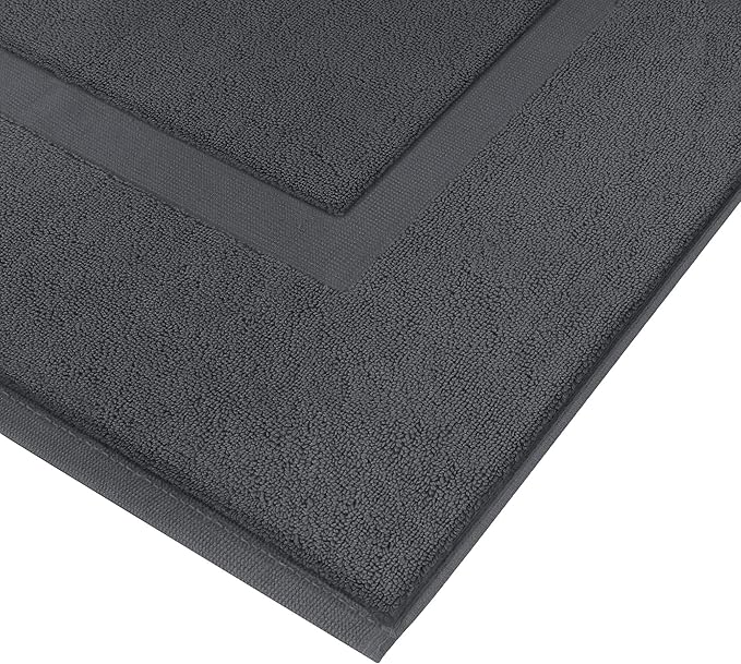 Utopia Towels Cotton Banded Rug, Bath Mats, Not a Bathroom Rug, 21 by 34 Inches, 100% Ring Spun Cotton, Highly Absorbent Shower Bathroom Floor Mat, Gray, 2 Pack