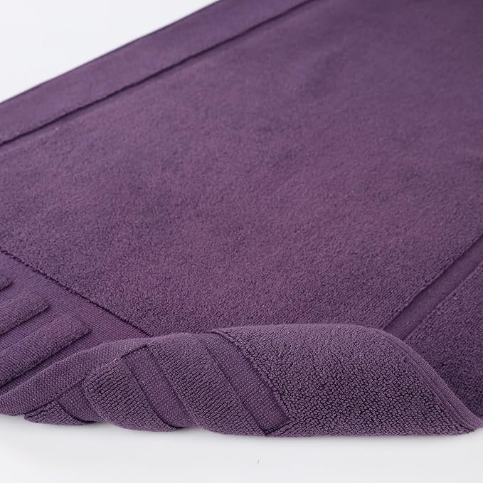 Superior 100% Cotton Bathmat Set, Bath Mat, Bathroom Decor, Shower, Bathtub Essentials, Home Accessories, Washable Rug, Absorbent, Quick Dry, Leo Collection, Set of 2, 22" x 35", Eggplant