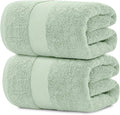 White Classic Luxury Bath Sheet Towels Extra Large | Highly Absorbent Hotel spa Collection Bathroom Towel | 35x70 Inch | 2 Pack (Green)