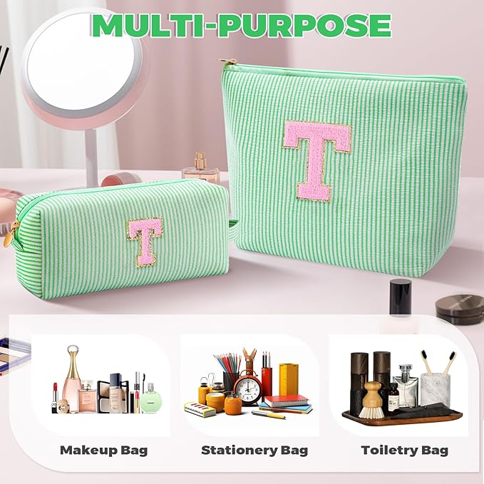Btffitting Teacher Appreciation Gifts,Thank You Gifts from Students,Birthday Teacher Retirement Gifts for Women,Teachers Day Gift Ideas,Makeup Bag Set Cosmetic Bag - Green,T