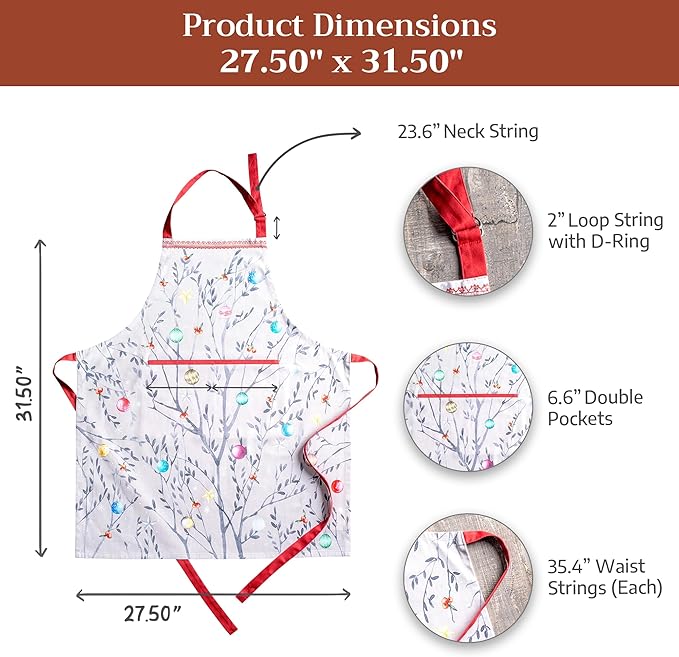 Maison d' Hermine 100% Cotton Apron for women with Pocket Kitchen Chef Apron for Men Cooking Gardening Server Waitress