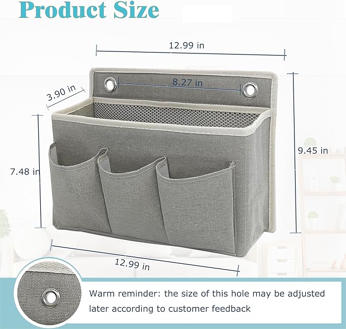 Someteth 2-Pack Wall Hanging Organizer Bag/Hanging Baskets with Large Mesh Compartment & 3 Pockets，Over the Door Organizer Space Saving Storage for Bedroom,RV Camper, Closet (Gray -2 Pack)