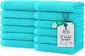 DAN RIVER 12 Pack Wash Cloths for Showering [12x12] - 100% Cotton Washcloths Premium Quality Flannel Face Cloths for Bathroom, Highly Absorbent and Soft Feel Wash Clothes, Aqua