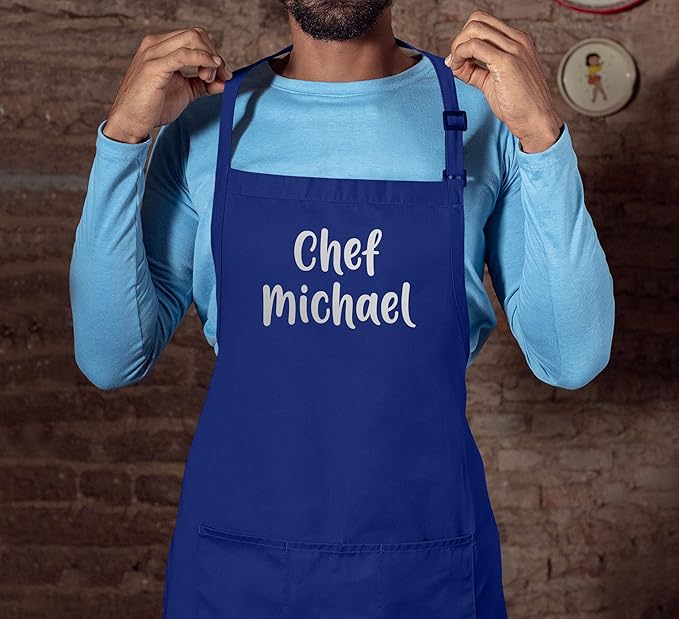 TEEAMORE Custom Aprons for Women Men Add Your Text Personalized Chef Kitchen Apron