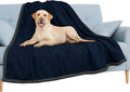 PAVILIA Waterproof Blanket for Couch, Sofa | Pet Protector for Large Dog, Puppy, Cat | Plush Soft Warm Fuzzy Sherpa Throw, Navy, 60x80