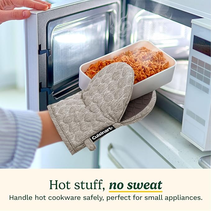 Cuisinart ShieldPro Silicone Oven Mitts – 5” x 8.5” Heat-Resistant Mini Kitchen Mitts for Oven with Non-Slip 100% Silicone Palm, Cotton Filling, and Hanging Loop