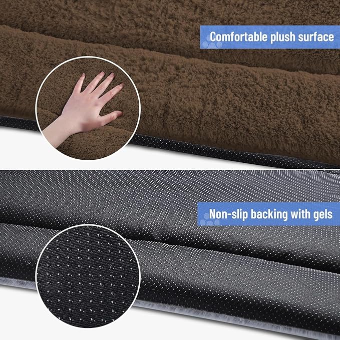 ZENGAOOU Dog Crate Pad, 42 Inch Machine Washable Plush Dog Crate Mat for Large Dogs, Soft Anti-Slip Kennel Pad & Pet Bed Mat for Metal Crates, Brown