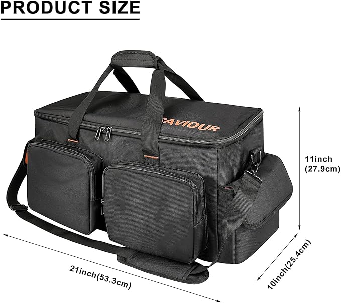 SAVIOUR DJ Cable File Bag, Detachable Padded Bottom and Adjustable Dividers, Stores Music, Audio, and Visual Cabling, Portable Travel Storage and Studio Organization (Orange)