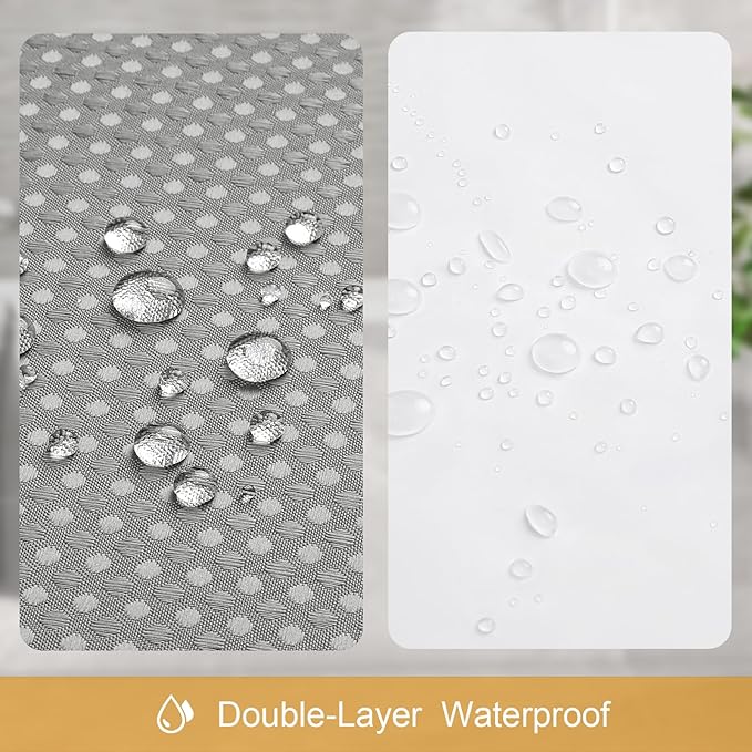 Craidlela 3 in 1 Extra Long Shower Curtain Set-72 W x 84 H, Grey Waffle and PEVA Liner Set with 12 Stainless Steel Hooks, Waterproof Fabric for Bathroom