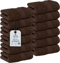 DAN RIVER 12-Pack Premium 100% Cotton Brown Face Towels for Bathroom - Reusable Face Wash Cloths for Showering 12x12 Inches - 550 GSM Super Soft & Absorbent Luxury WashCloths for Body, Spa & Gym