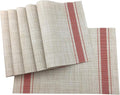 Gugrida Luxury Red Placemats Set of 6 Crossweave Woven Vinyl Placemat for Dining Table Kitchen Table Mats
