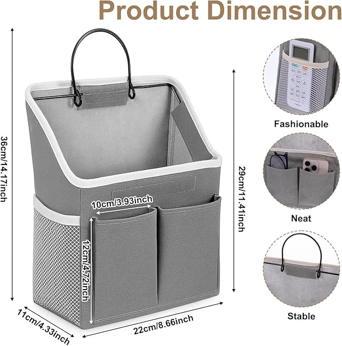 Zelphvt Wall Hanging Storage Bag, Hanging Storage Basket for Organizing, Wall Organizer with Pockets for Bathroom, Bedroom, Dormitory, RV