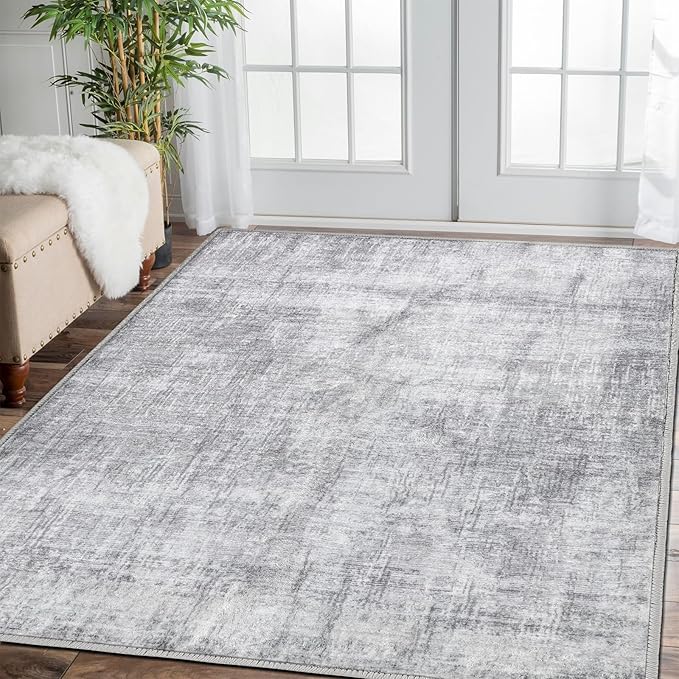 COMSLE Door Mat, Front Door Mat Indoor for Entrance Faux Wool Absorbent Non Slip Modern Throw Rug for Entryway Bedroom Muddy Paws - Pet Friendly, 47x71 Inches,Grey Machine Washable