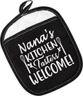Best Nana Gift Grandma Pot Holders Nana's Kitchen Tasters Welcome Potholders (Nana's Kitchen Red)