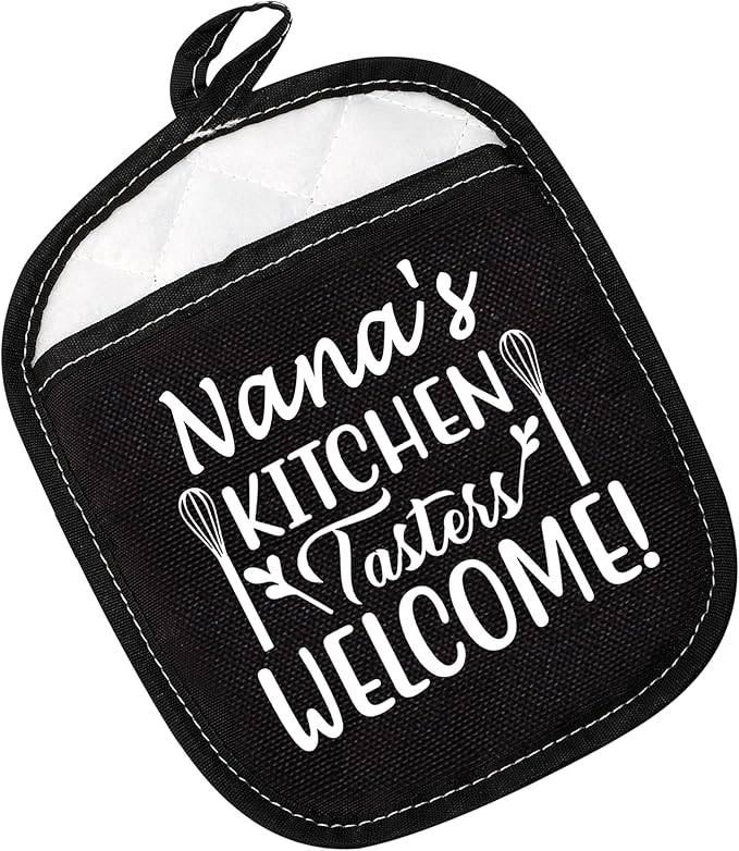 Best Nana Gift Grandma Pot Holders Nana's Kitchen Tasters Welcome Potholders (Nana's Kitchen Red)