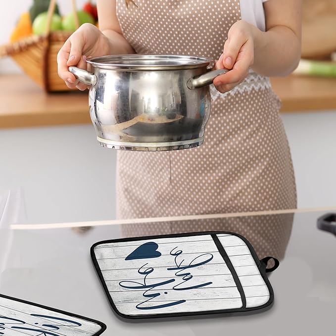 Lake Life Gifts Pot Holders with Pockets, Lake Life House Gifts for Women Oven Pot Holders Heat Resistant Oven Mitts Hot Pads for Kitchen Baking Cooking