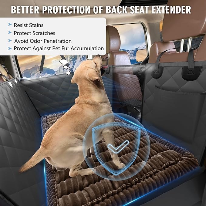 ROUWINNE Dog Bed for Truck Back Seat Non-Slip, Truck Dog Bed Soft and Comfortable, Back Seat Pet Bed Mat for Travel, Pet Car Blanket for Backseat Extender and Seat Covers Brown 59”X27.5”