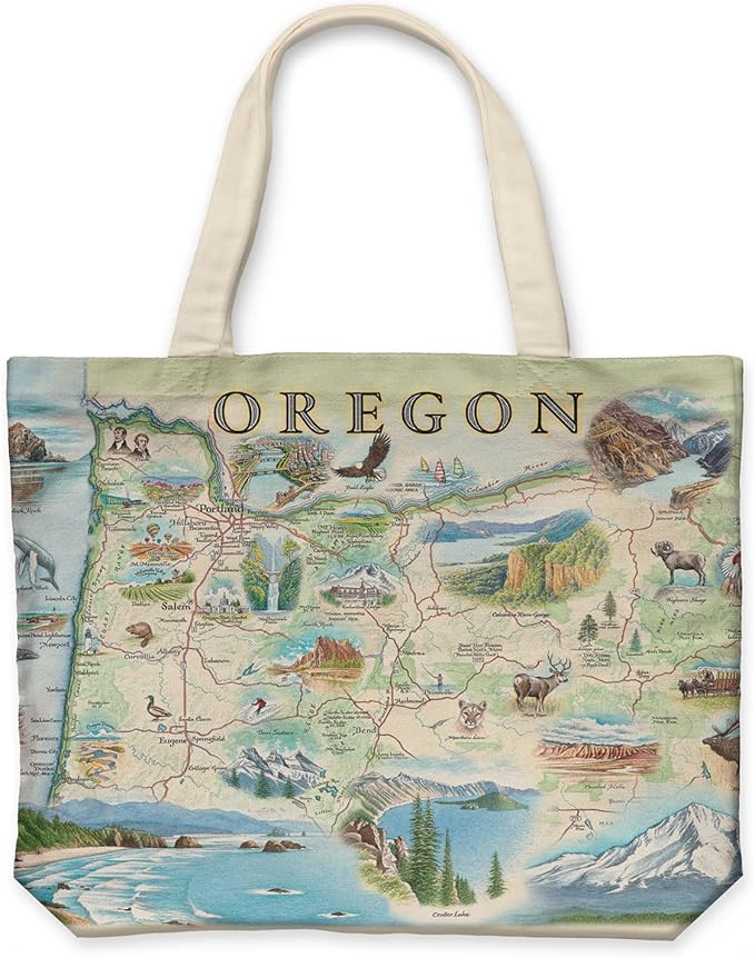 Xplorer Maps Canvas Tote Bag with Handles, Cloth Grocery Shopping Bag, Reusable & Eco-friendly Bag, 100% Cotton, Washable