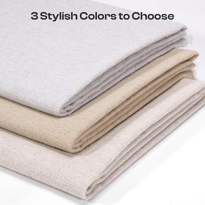 Caydo Creamy Color Linen Needlework Fabric, 62 by 19 Inch Linen Fabric by The Yard for Garment Making, Tablecloth and Home Decoration